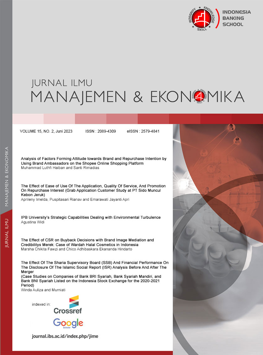 					View Vol. 15 No. 2 (2023): Jurnal Ilmu Manajemen dan Ekonomika, Vol. 15, No.2, Juni 2023
				