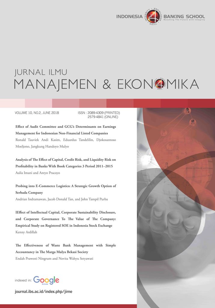 					View Vol. 10 No. 2 (2018): Jurnal Ilmu Manajemen & Ekonomika, Vol. 10, No.2, June 2018
				