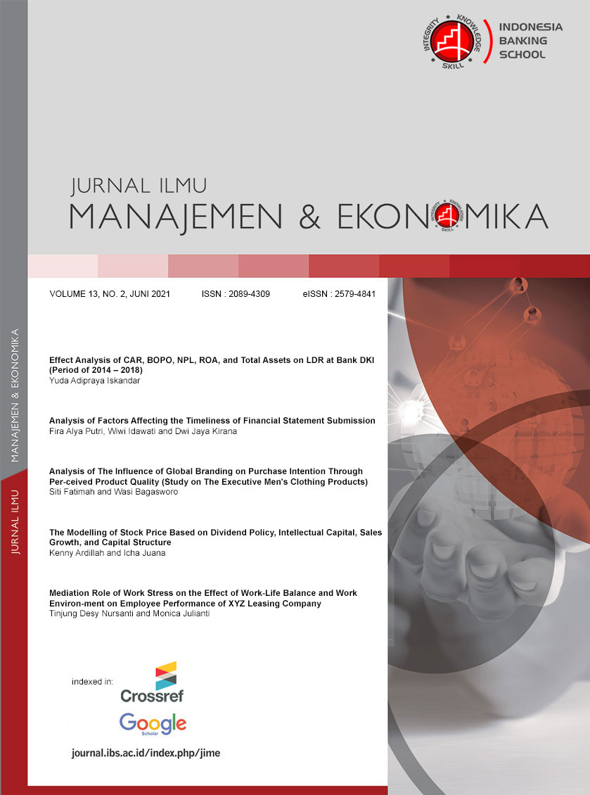 					View Vol. 13 No. 2 (2021): Jurnal Ilmu Manajemen dan Ekonomika, Vol. 13, No.2 Juni 2021
				